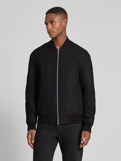 SELECTED HOMME Regular fit bomberjack van wolmix, model 'JENS' Zwart - 4