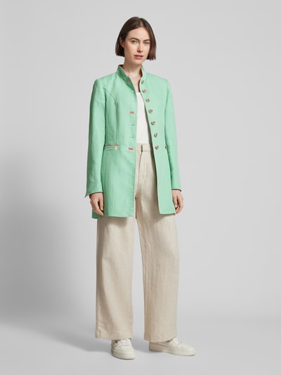 WHITE LABEL Lange linnen blazer met opstaande kraag Mintgroen - 1