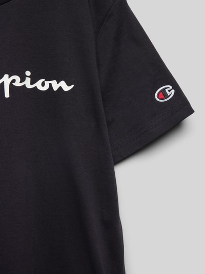 CHAMPION T-shirt z nadrukiem z logo Czarny 2