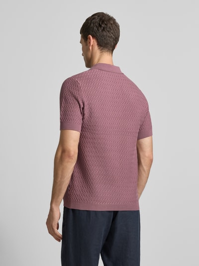 Samsøe Samsøe Strickshirt mit Polokragen und Knopfleiste Hellrot Melange 5