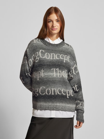 TheJoggConcept Gebreide pullover met labelstitching, model 'OBI' Antraciet - 4