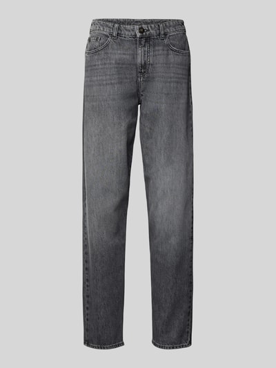 Produktfoto, Straight Leg Jeans im 5-Pocket-Design von Emporio Armani in grauer Baumwoll-Mix-Optik, gerader Schnitt, sichtbare Textur.