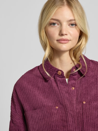 ONLY Relaxed fit corduroy blouse met borstzakken, model 'JANINE-RAI' Bordeaux - 3