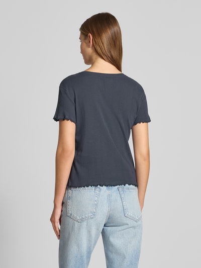 Pieces Slim fit T-shirt van puur katoen, model 'MARIE' Rookblauw - 5