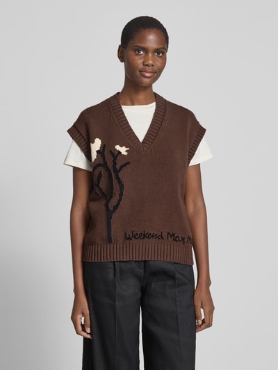 Weekend Max Mara Strickpullover mit Kappärmeln Modell 'CRUSCA' Dunkelbraun 4
