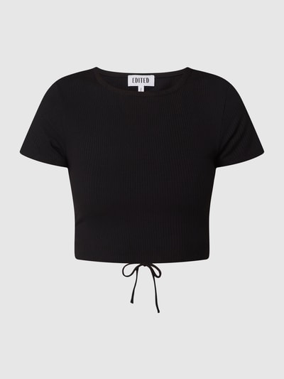 EDITED Cropped T-Shirt mit Schnürung Modell 'Anke' Black 2