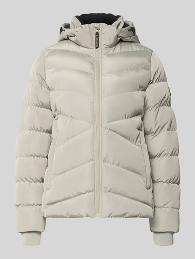 Produktfoto, cremefarbene Regular Fit Jacke in Stepp-Optik Modell 'Synria' von Cars Jeans, sichtbarer Reißverschluss und Kapuze