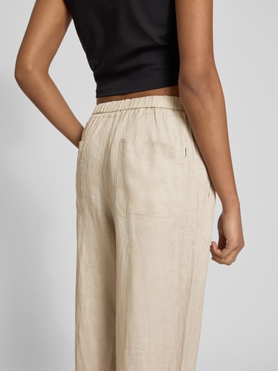 ECOALF Regular fit linnen broek met tunnelkoord, model 'INDIALF' Beige - 3