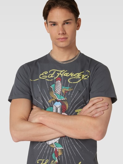 ED HARDY T-shirt met motiefprint Zwart - 3