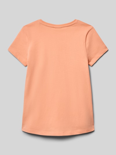 Produktfoto, Loose Fit T-Shirt aus reiner Baumwolle von s.Oliver RED LABEL in Uni-Optik, kurzarm, Jersey-Struktur, Rückansicht, lachsfarben.