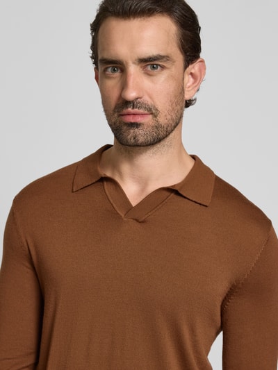 SELECTED HOMME Regular fit poloshirt van zuivere wol, model 'TRAY' Koper - 3