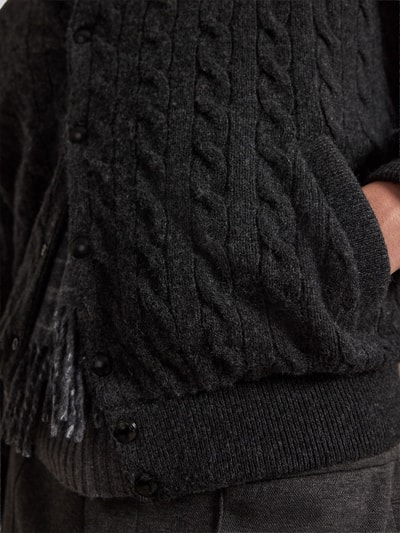 Polo Ralph Lauren Relaxed Fit Strickjacke aus Woll-Kaschmir-Mix mit Zopfmuster Dunkelgrau 6