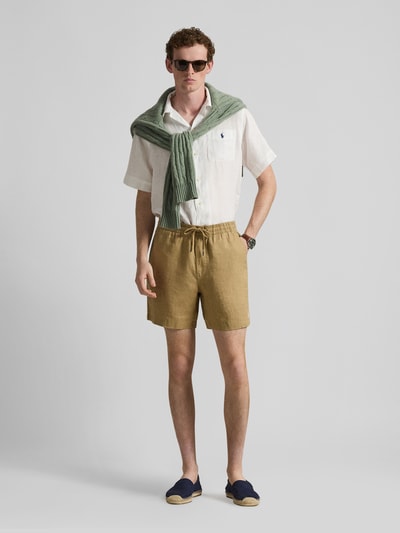 Polo Ralph Lauren Leinenshorts mit Tunnelzugbund und Logo Stitching Sand 1