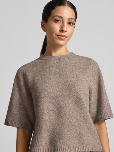 VERO MODA Sweter o kroju oversized z dodatkiem wełny model 'BOOM' Piaskowy 3