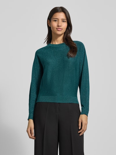 Vero Moda Sweter o kroju relaxed fit z dzianiny z mieszanki wiskozy model ‘HAPPYGLITTER’ Petrol 4