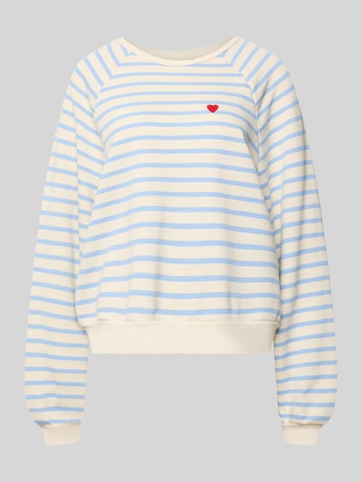 Produktfoto, Oversized Sweatshirt aus Baumwoll-Mix Modell 'GRETA' von Pieces mit Optik: Unifarben, Two-Tone, gestreift, Label-Stitching-Applikation, Rundhals, Langarm, gerippte Abschlüsse, Materialverarbeitung: Webware, Baumwoll-Mix