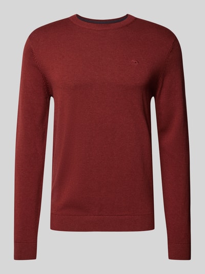 Tom Tailor Gebreide pullover met labelstitching, model 'BASIC' Bordeaux - 2