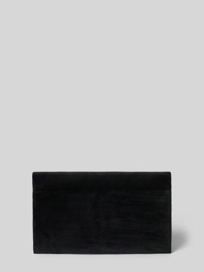Produktfoto, clutch aus echt leer met omslag en magneetsluiting, hoofdvak, binnenin ritsvak en labeldetail, Clutch aus Leder mit Reißverschlussfach innen van Abro, zwart, rechthoekig, zachte textuur, Breedte 23 cm, Lengte 14 cm, Diepte 4 cm