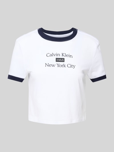 Calvin Klein Jeans Cropped T-Shirt mit Rundhalsausschnitt Weiss 2