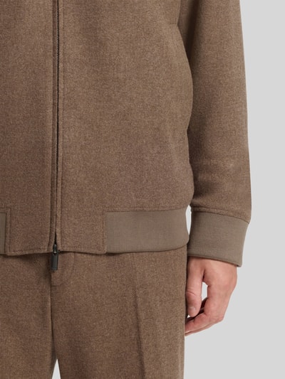 BOSS Slim Fit Bomberjacke mit Schurwoll-Anteil Modell 'P-Hanry-BMB-WG-264' Beige 6
