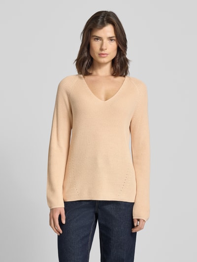 Zero Strickpullover mit V-Ausschnitt Apricot 4