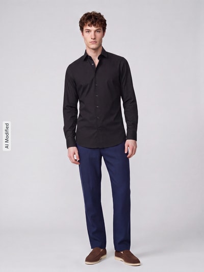 OLYMP No. Six Super Slim Fit Businesshemd aus Baumwoll-Mix Black 1