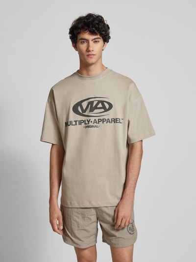 Multiply Apparel Oversized T-Shirt mit Label-Print Beige 4