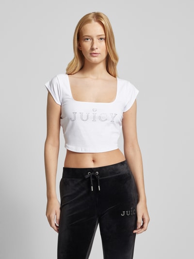 Juicy Couture T-shirt krótki z prostokątnym dekoltem model ‘REGAL’ Biały 4