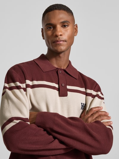 Wood Wood Poloshirt met labelstitching, model 'Curt' Bordeaux - 3