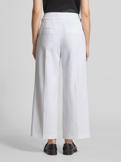 Windsor Spodnie materiałowe o kroju regular fit z zakładkami w pasie i kantami Biały 5