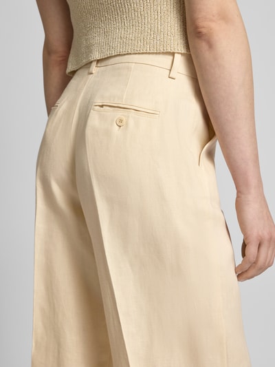 Weekend Max Mara Wide leg linnen broek met persplooien, model 'MALIZIA' Zand - 3