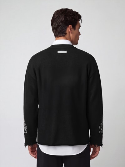Don´t Waste Culture Sweatshirt mit Stickereiärmeln Modell 'ONA' Black 5