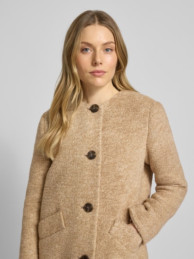 Fuchs Schmitt Lange jas met wol en sjaaldetail Camel - 3