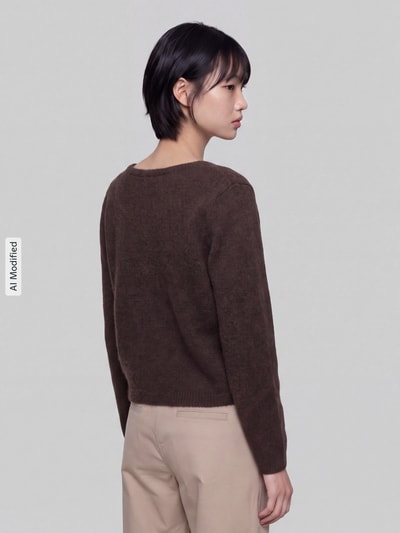 ONLY Relaxed Fit Strickjacke mit Wool-Anteil Modell 'LIVA' Schoko 5