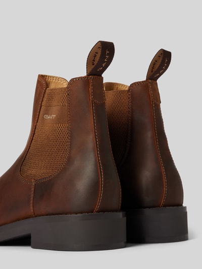 Gant Chelsea boots van leer met labeldetail, model 'Prepdale' Middenbruin - 2