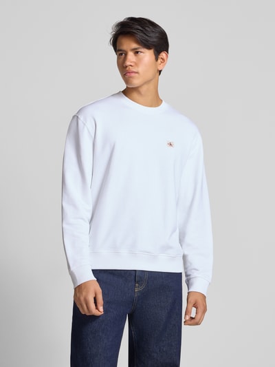 Calvin Klein Jeans Regular fit sweatshirt met logopatch, model 'Terry' Wit - 4