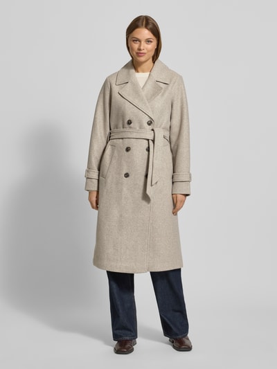 Vero Moda Trencz o kroju regular fit z kołnierzem z połami model ‘FORTUNEVEGA’ Szarobrązowy 4