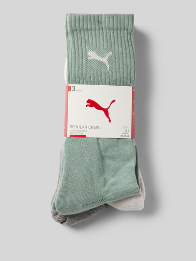 Puma Socken mit Logo-Print Modell 'CREW' im 3er-Pack Gruen 3