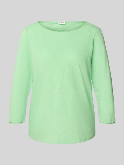 Produktfoto, Regular Fit 3/4-Shirt aus reiner Baumwolle von s.Oliver RED LABEL, efekt: jednolity kolor, z efektem melanżu, dżersej, miękka faktura, kolor jasnozielony, krój regular fit, dekolt w łódkę, rękaw o dł. 3/4, zakończenie rękawów: zrolowany brzeg, skład: bawełna
