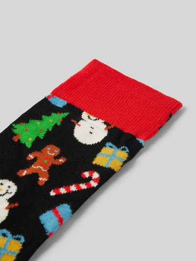 Happy Socks Sokken met motiefstitching, model 'Bring It On' Zwart - 2