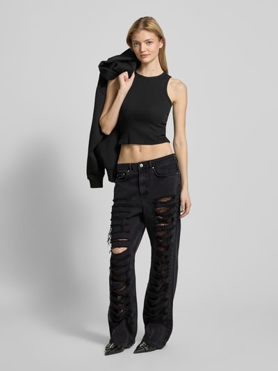 Review Straight leg jeans in destroyed-look Zwart - 1