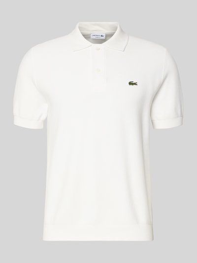 Produktfoto, Regular Fit Poloshirt aus reiner Baumwolle von Lacoste in Optik: Unifarben mit Logo-Stitching, Polokragen, Kurzarm, Rumpfabschluss: Gerippt, Materialverarbeitung: Querstrick