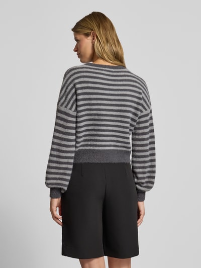 Only Relaxed fit gebreide pullover met all-over motief, model 'PIUMO' Lichtgrijs - 5