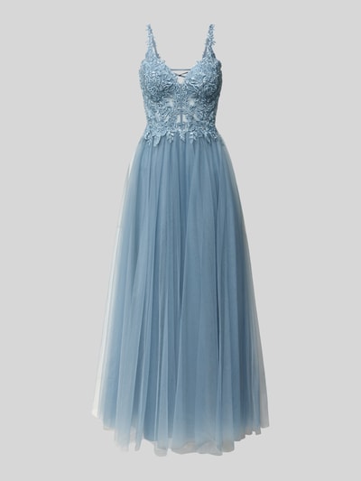 Hey Kyla Abendkleid mit Spitze und V-Ausschnitt Hellblau 2