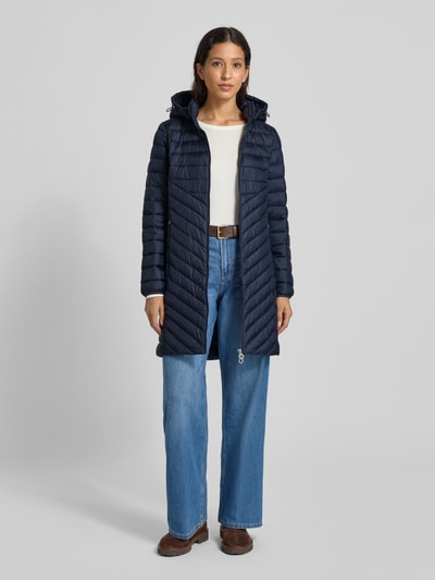 s.Oliver RED LABEL Płaszcz pikowany o kroju slim fit z odpinanym kapturem Granatowy 1