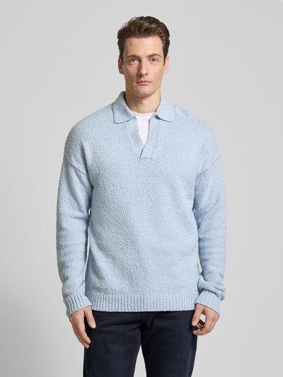 Drykorn Strickpullover mit gerippten Abschlüssen Modell 'RUSTINO' Bleu 4