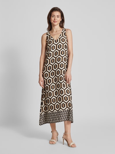 ROBE LÉGÈRE Midi-jurk met grafisch motief Camel - 4