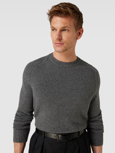 BOSS Pullover van kasjmier met ronde hals, model 'Maglio' Antraciet - 3