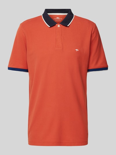 Fynch-Hatton Regular fit poloshirt met contrastgarnering Koraal gemêleerd - 2