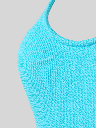Produktfoto, Body mit Label-Detail Modell 'BELMAR' von Banana Moon, materiał z domieszką stretchu, tekstura prążkowana, kolor jasnoniebieski